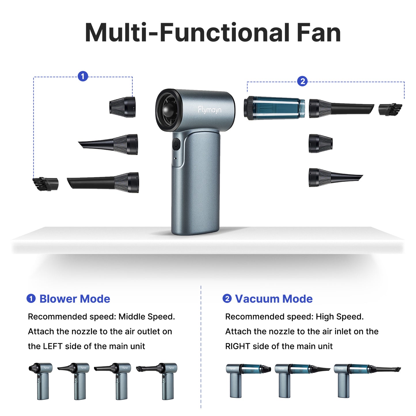 Flymayn TurboFlow 3-in-1 Compact High Speed Cooler/Blower/Vacuum